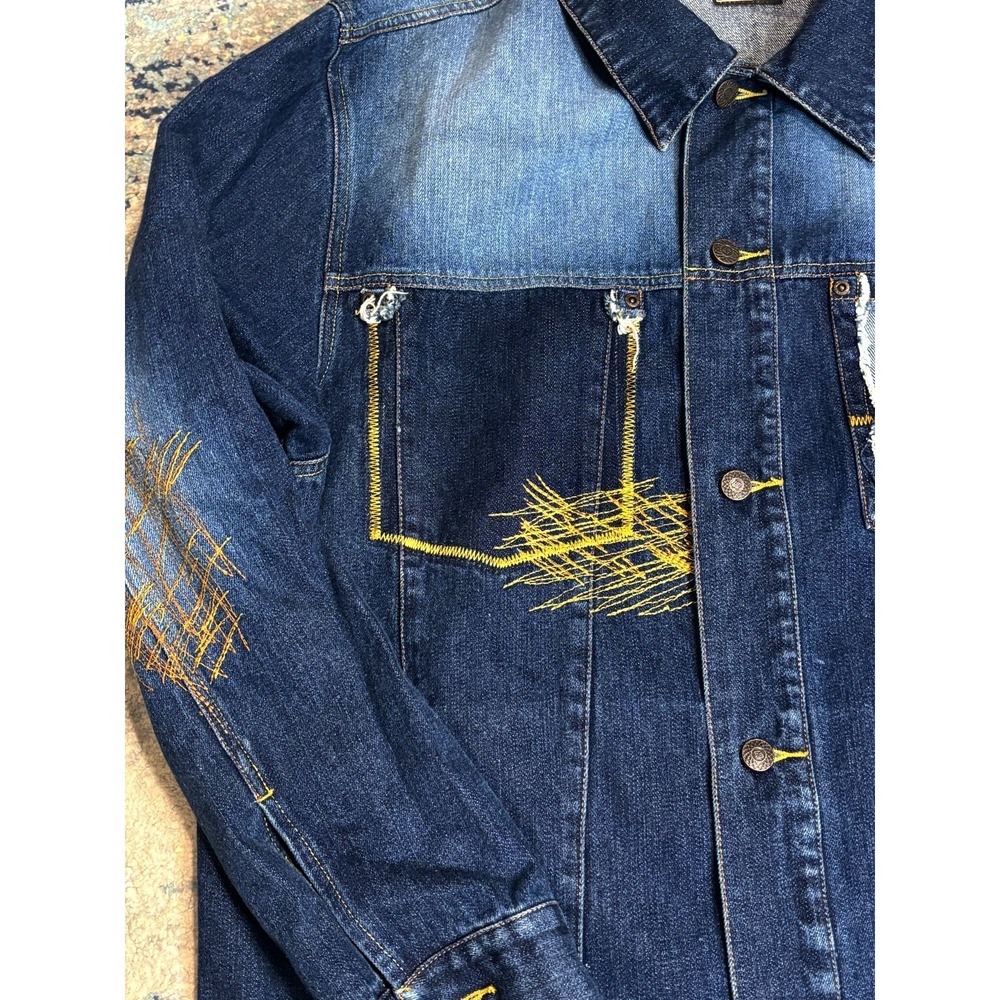 Vintage ENYCE Denim Set 2003 Jacket Large Jeans 32 Y2K Hip Hop Embroidered - Picture 3 of 10